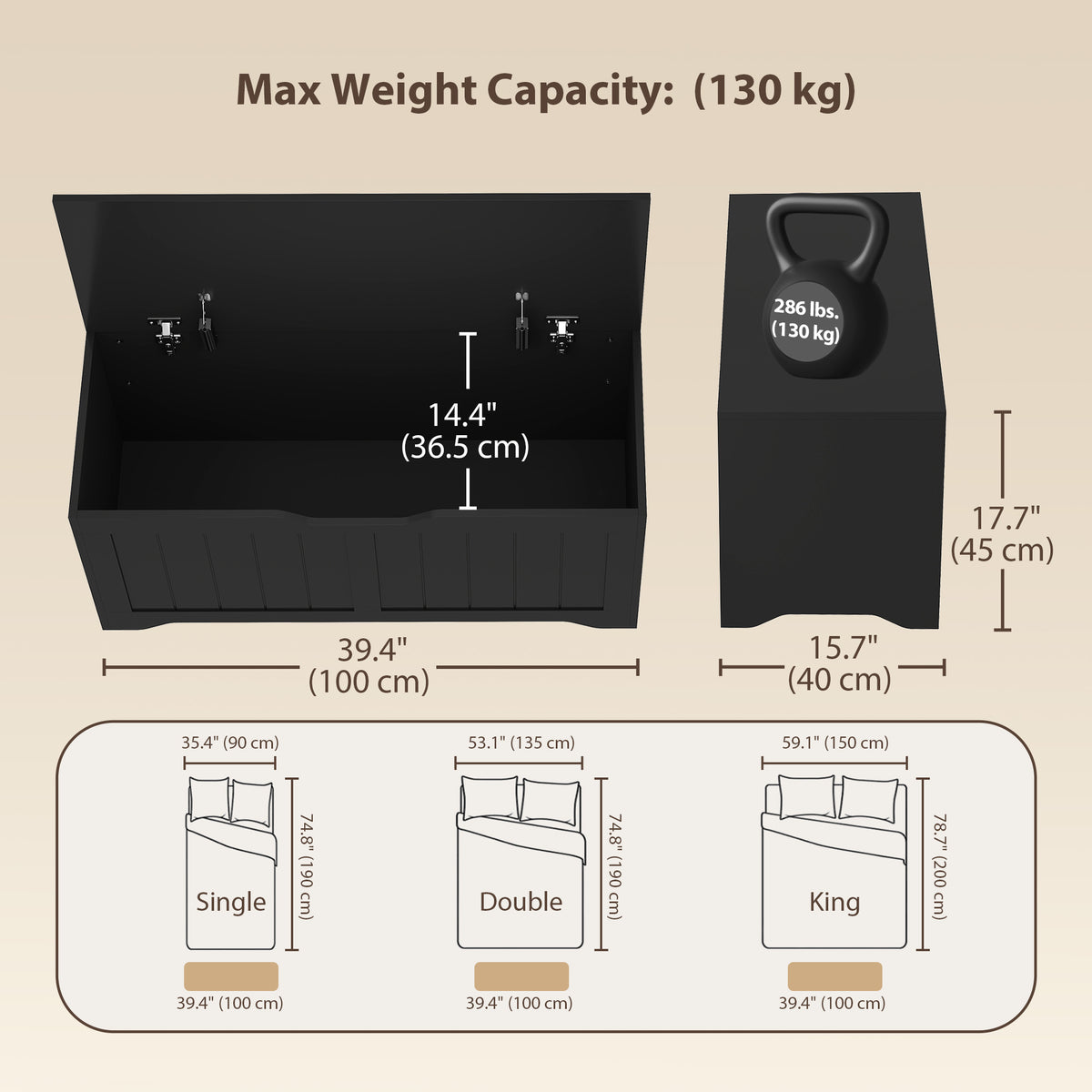 Lift-Top Storage Bench with Safety Hinges