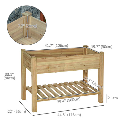 Raised Garden Bed with Storage Shelf 45" x 22"