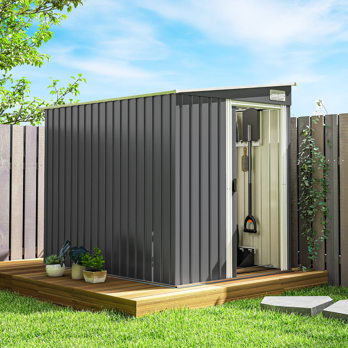 Galvanised Steel Lean-To Garden Storage Shed
