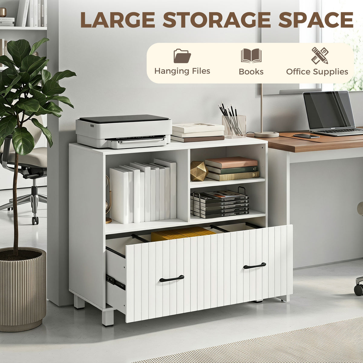 Lateral Office Filing Cabinet with Open Shelves