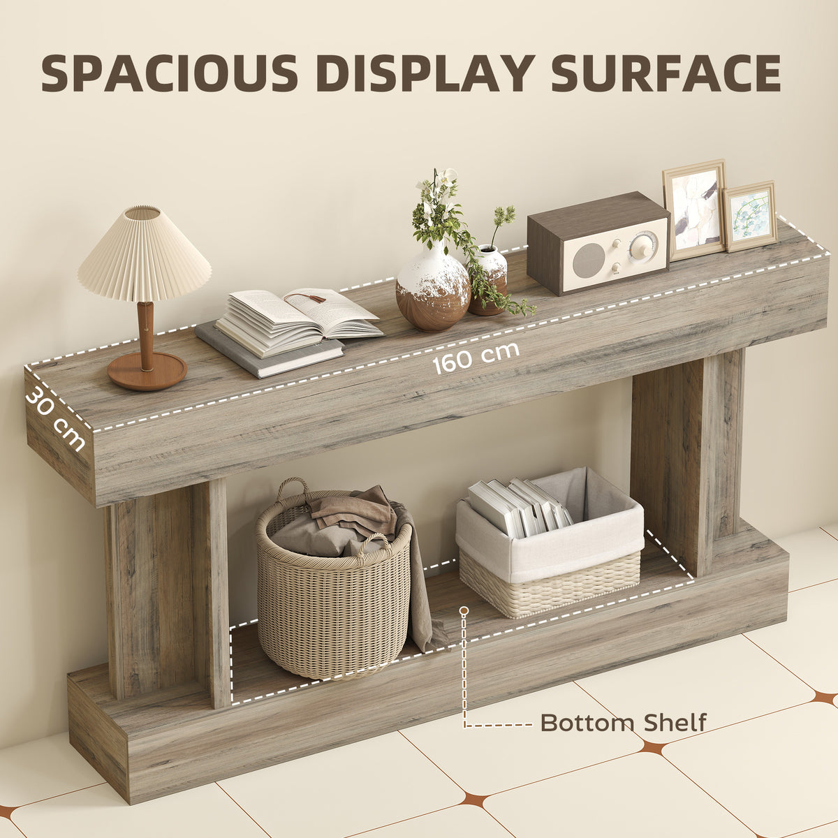 Vintage Console Table with Storage Shelf 160 cm