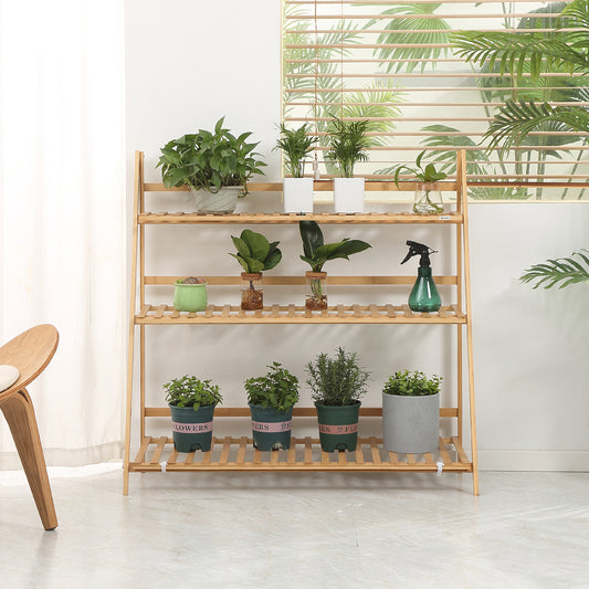 3-Tier Plant Stand Bamboo Folding