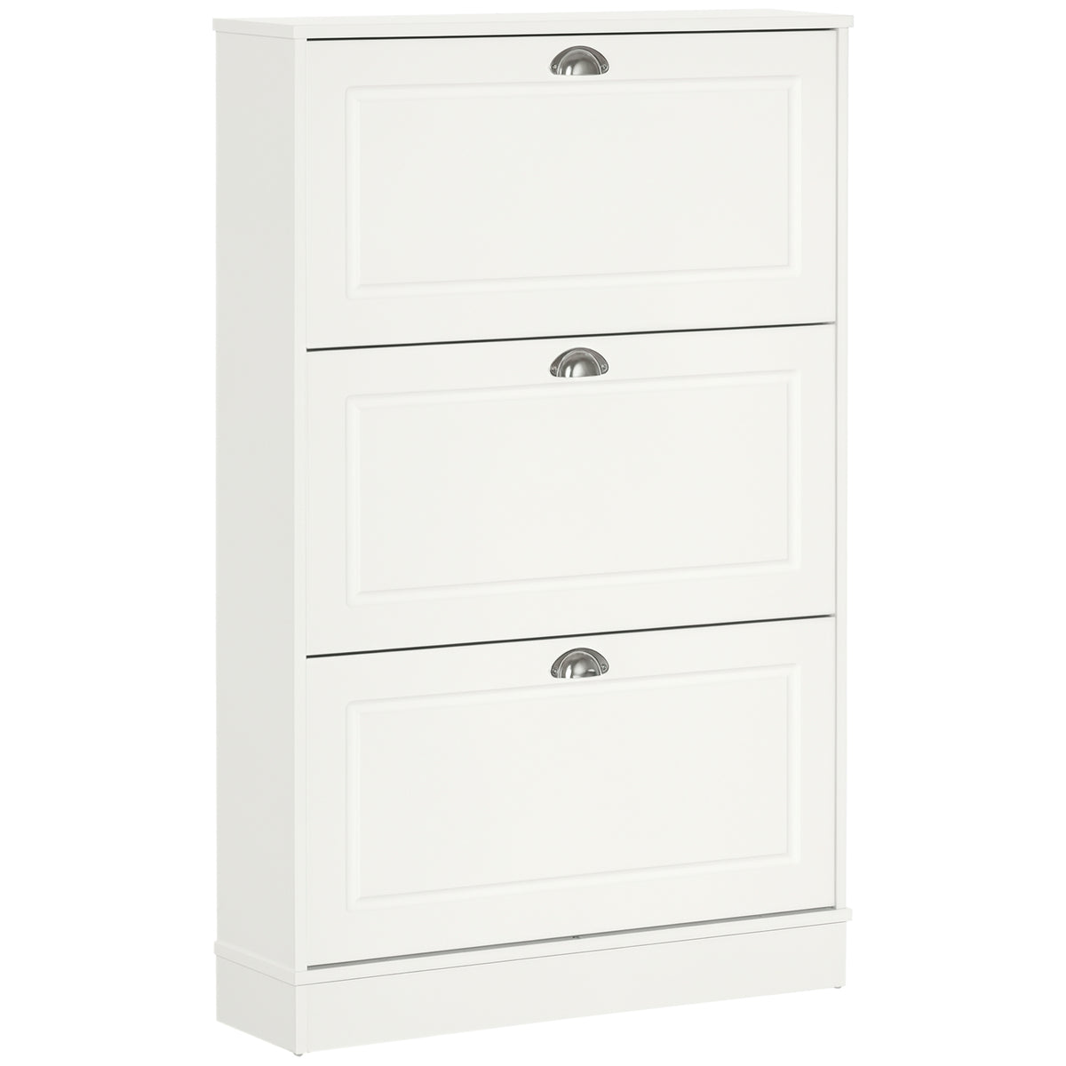 Narrow shoe cabinet with 3 flip drawers
