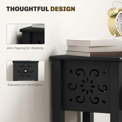 Nightstands with drawer and open shelf set of 2