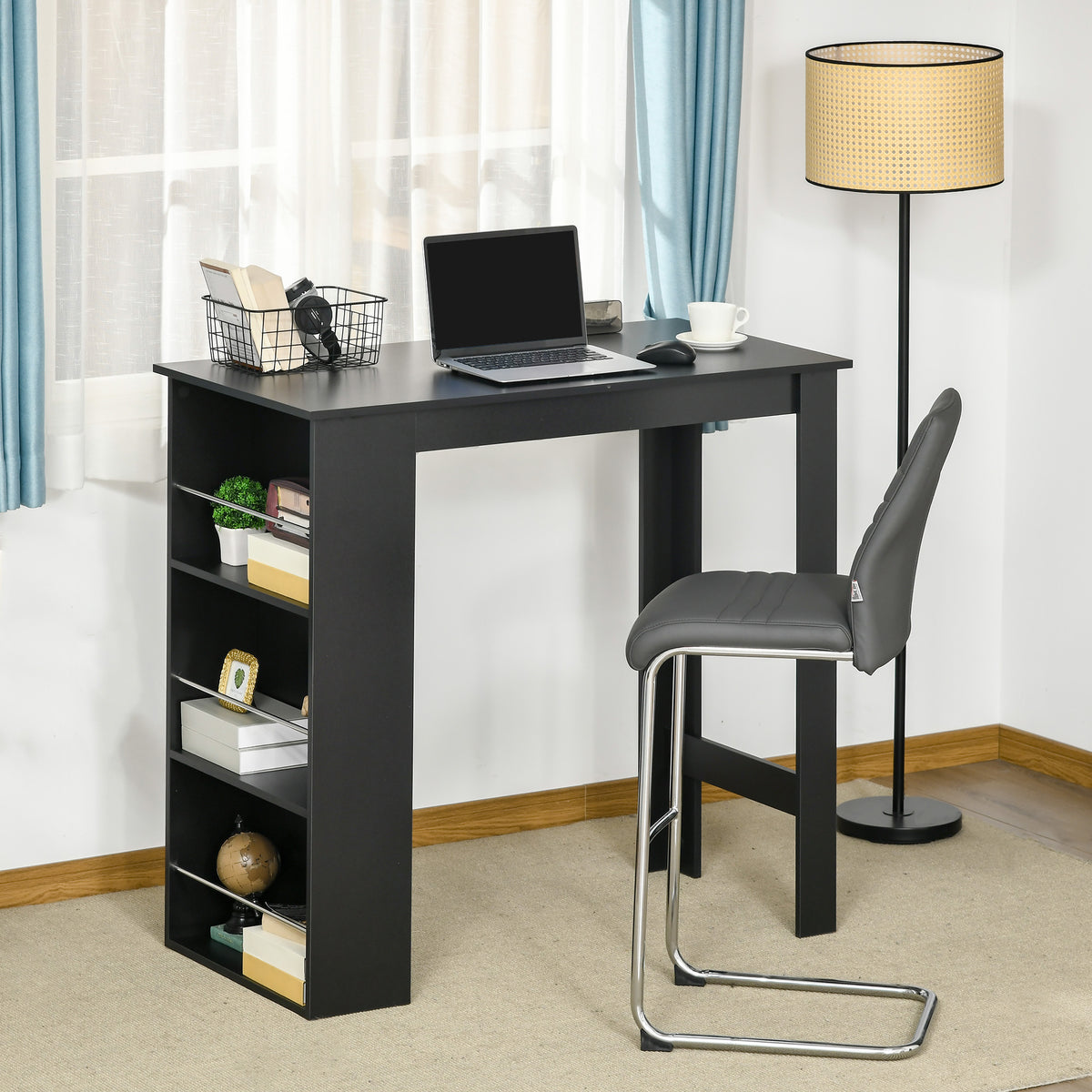 Bar table counter height 3 storage shelves