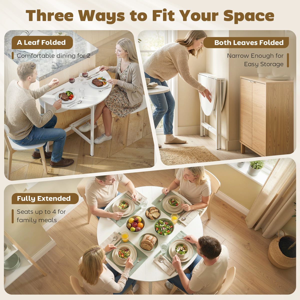 Round Folding Dining Table for Small Spaces