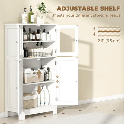 Bathroom Floor Storage Cabinet Tempered Glass
