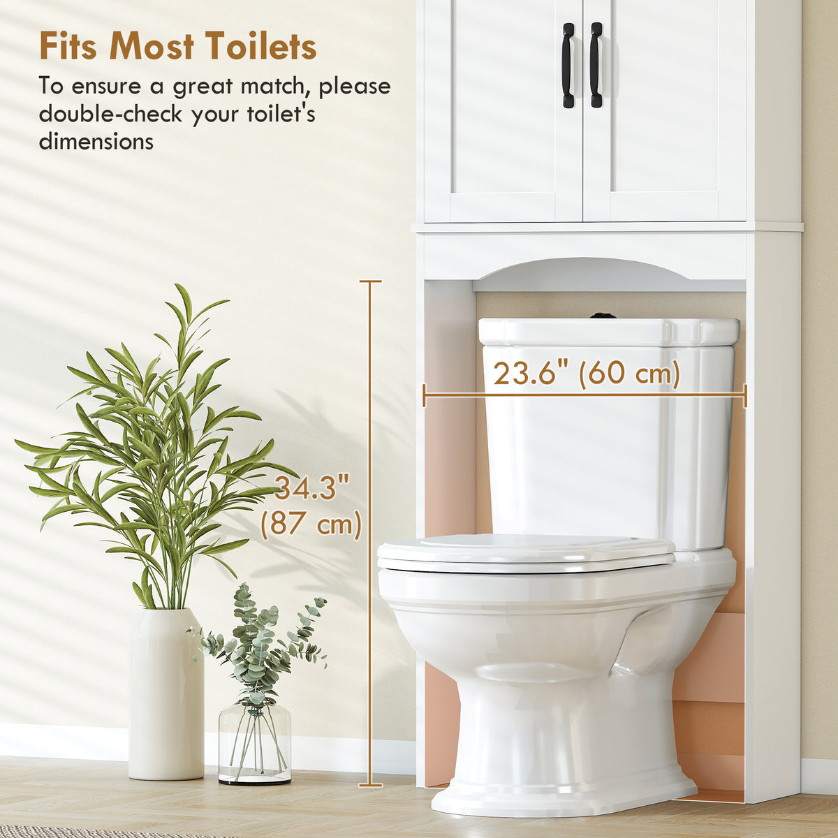 Over-the-toilet freestanding storage shelf bathroom organizer