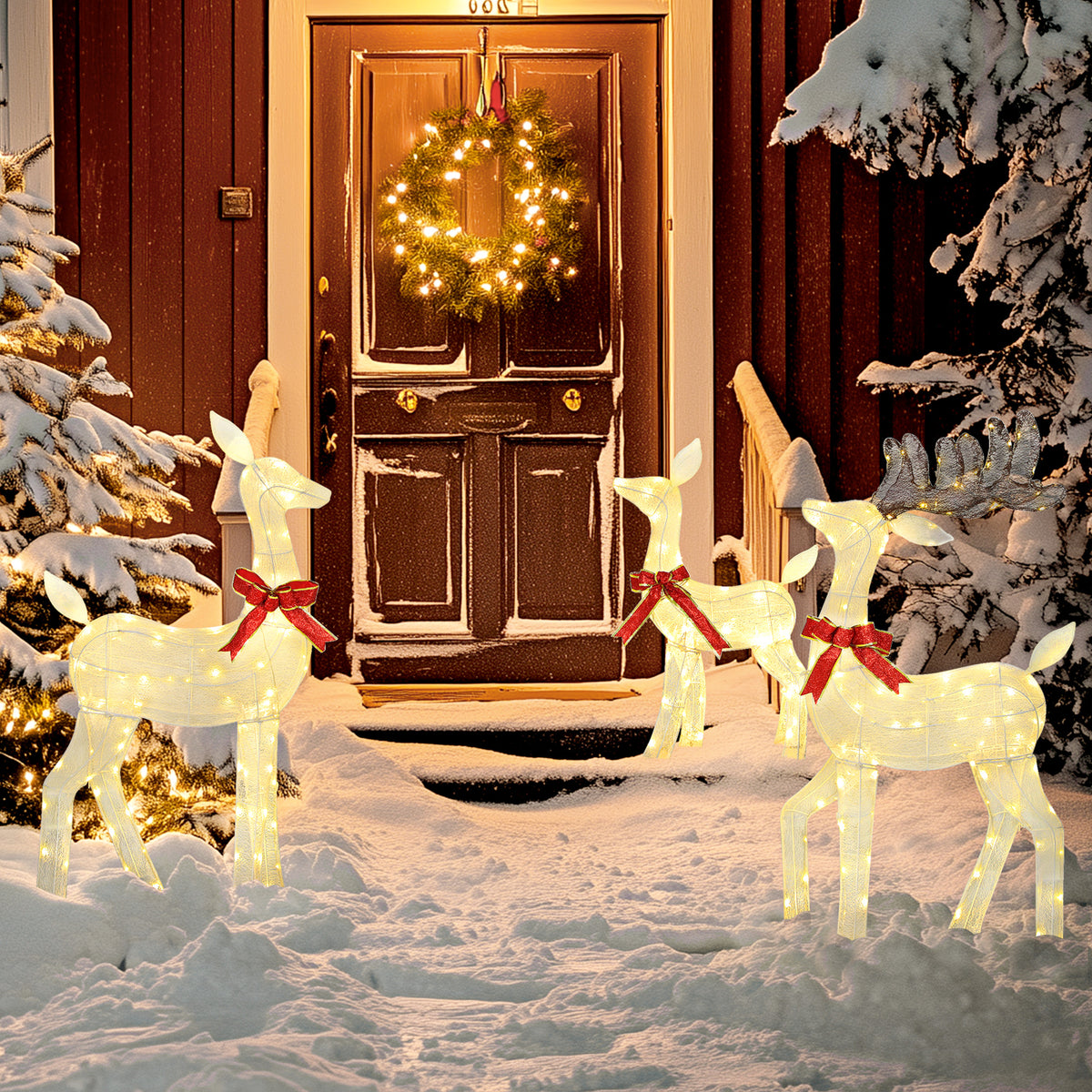 Lighted LED Christmas Reindeer Family, Set of 3