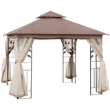 Steel Patio Gazebo Double-Tier Canopy 10x10 ft