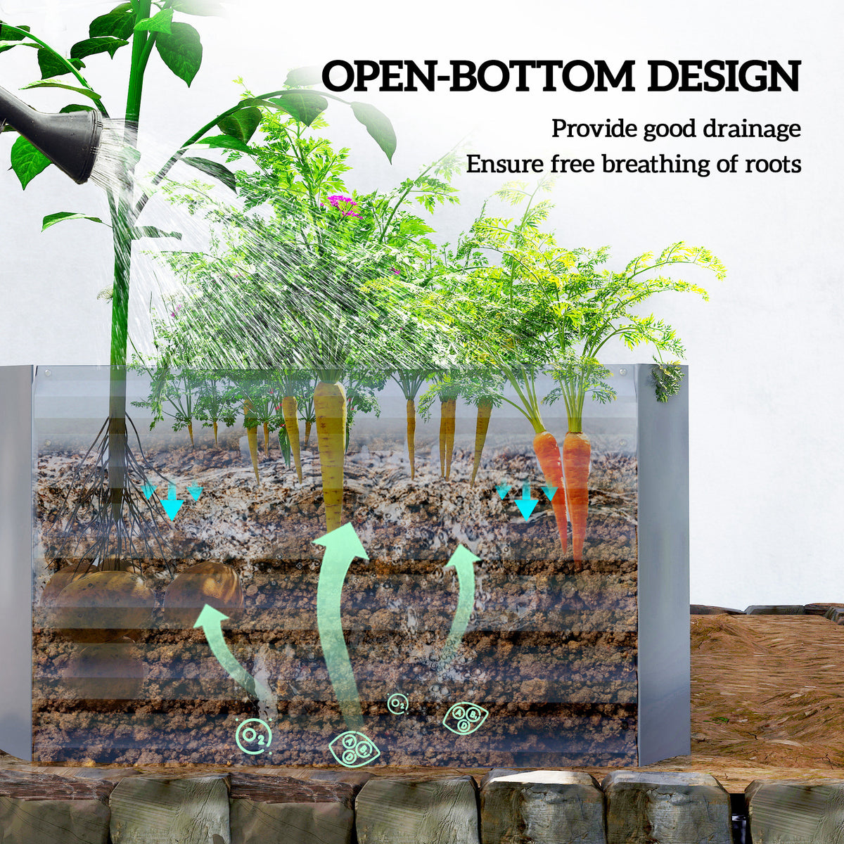 Raised Garden Bed Galvanized Metal 6' × 3'
