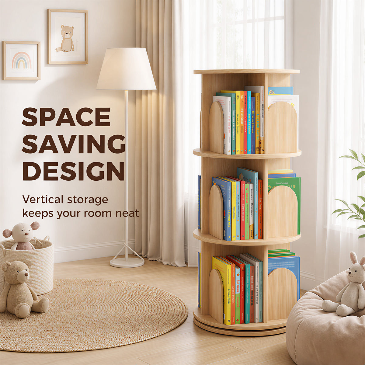 3-Tier Rotating Bookshelf