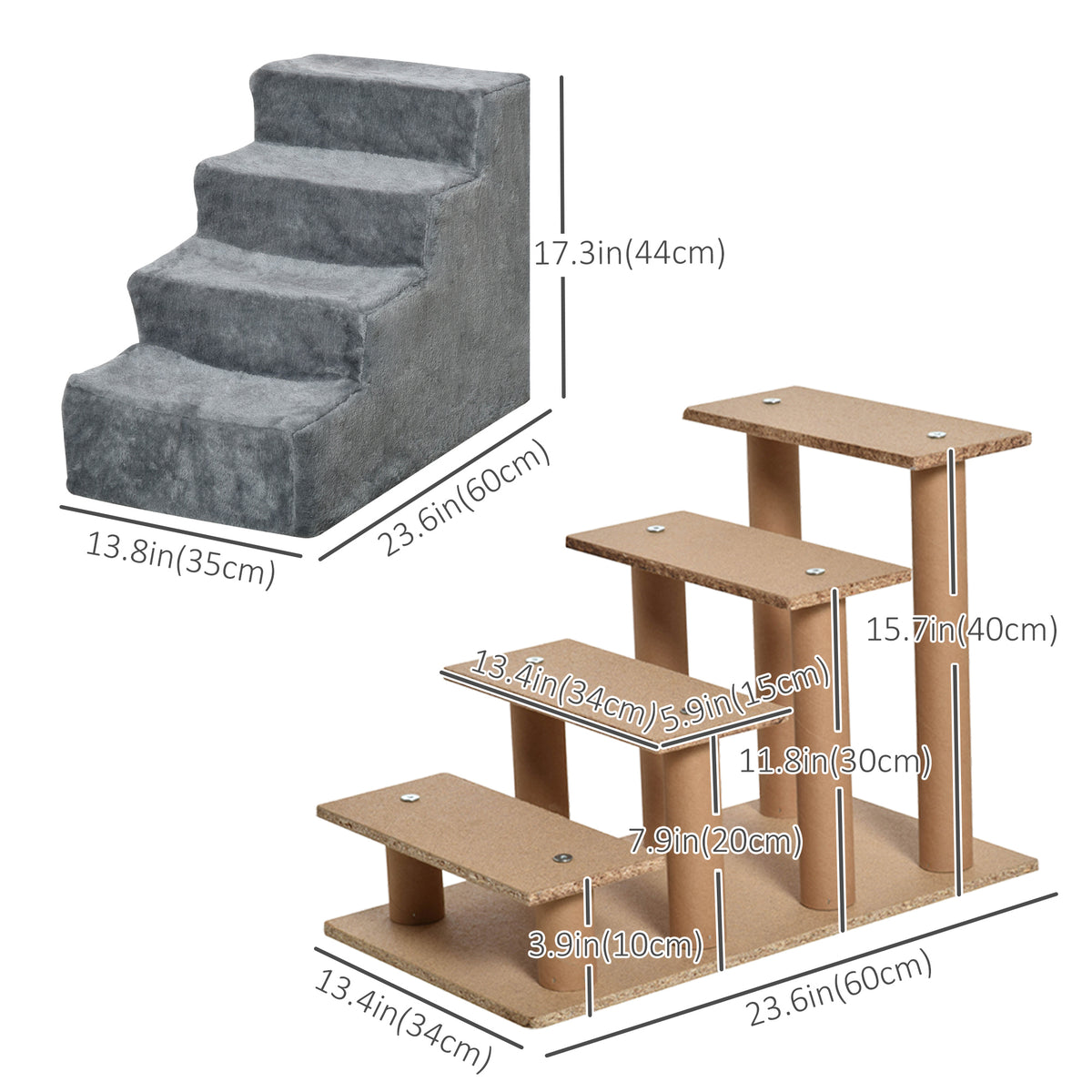 Escalera de 4 peldaños para perros con funda extraíble