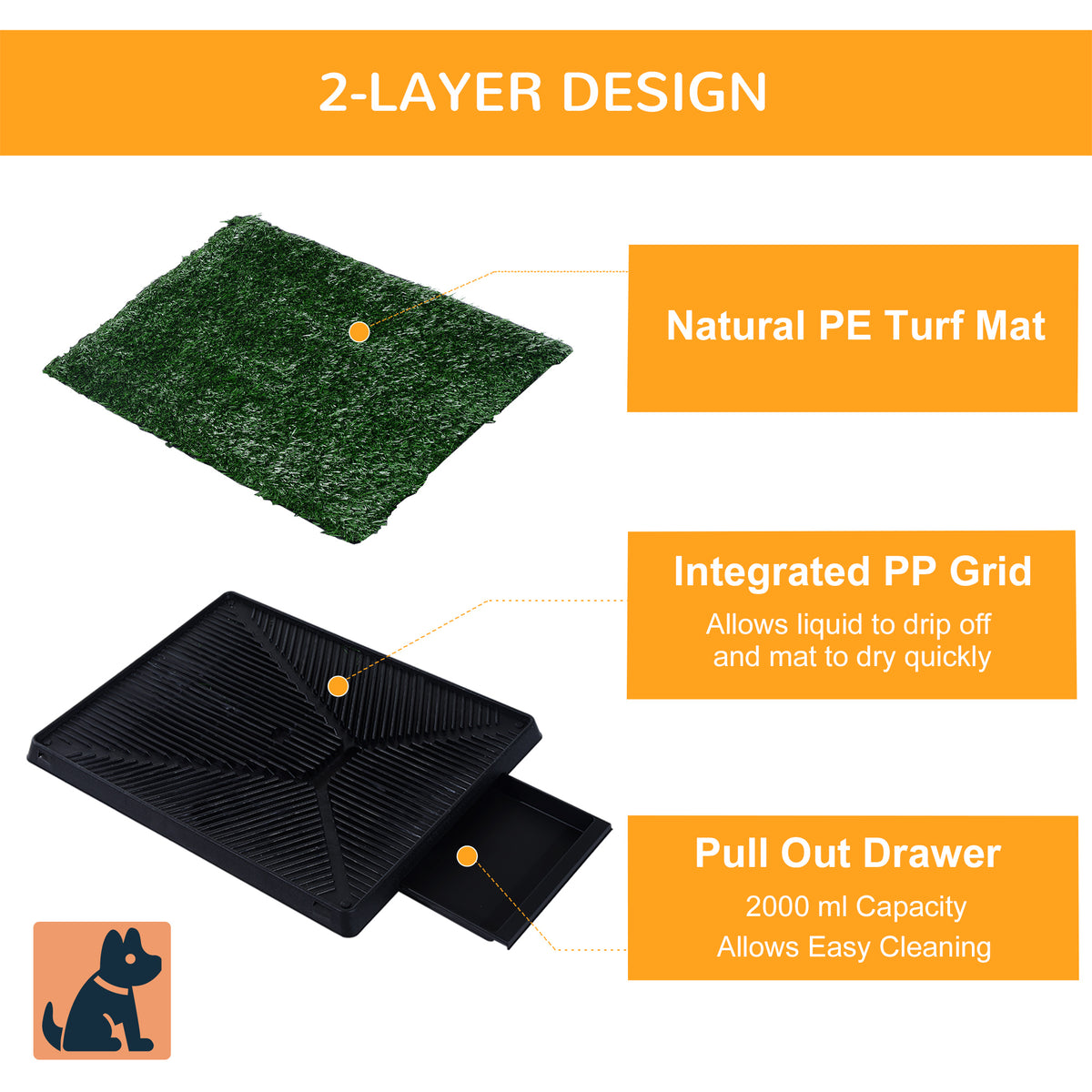 Alfombrilla de césped artificial para orinal de perro 51x63 cm