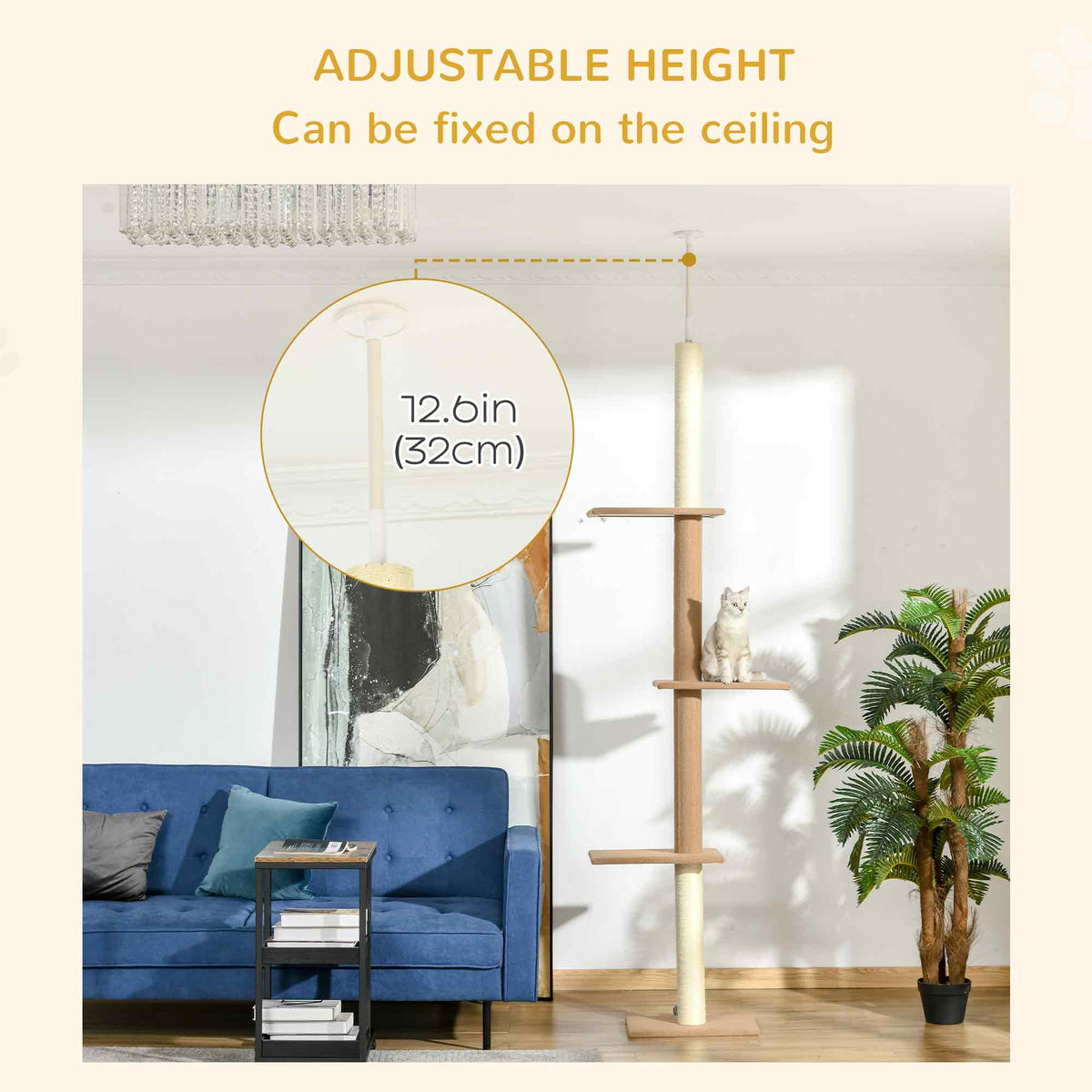 Árbol para gatos ajustable de suelo a techo de 4 niveles