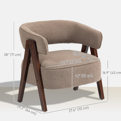 Sillón decorativo de forro sherpa con patas de madera nórdicas