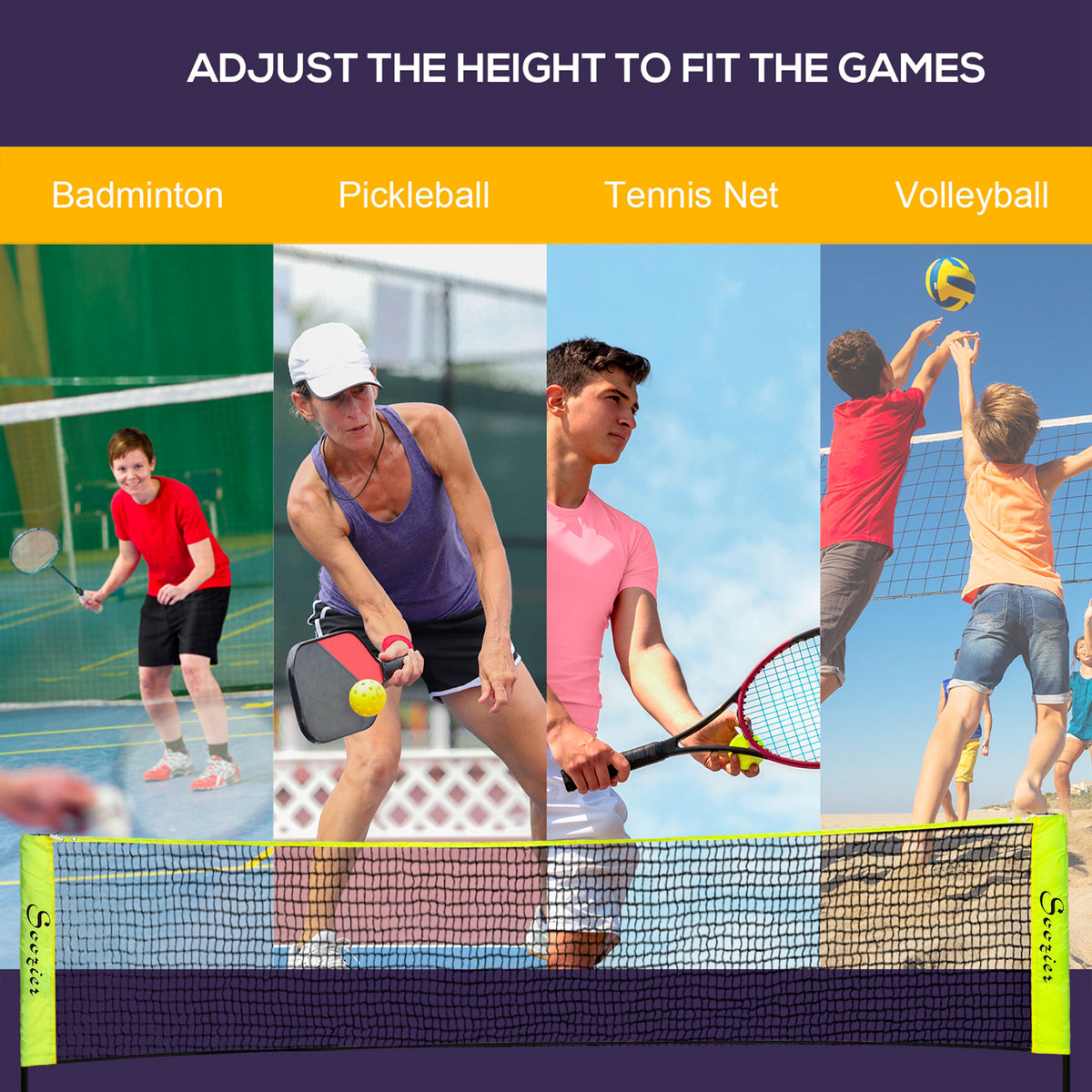 Red de bádminton portátil ajustable multiusos