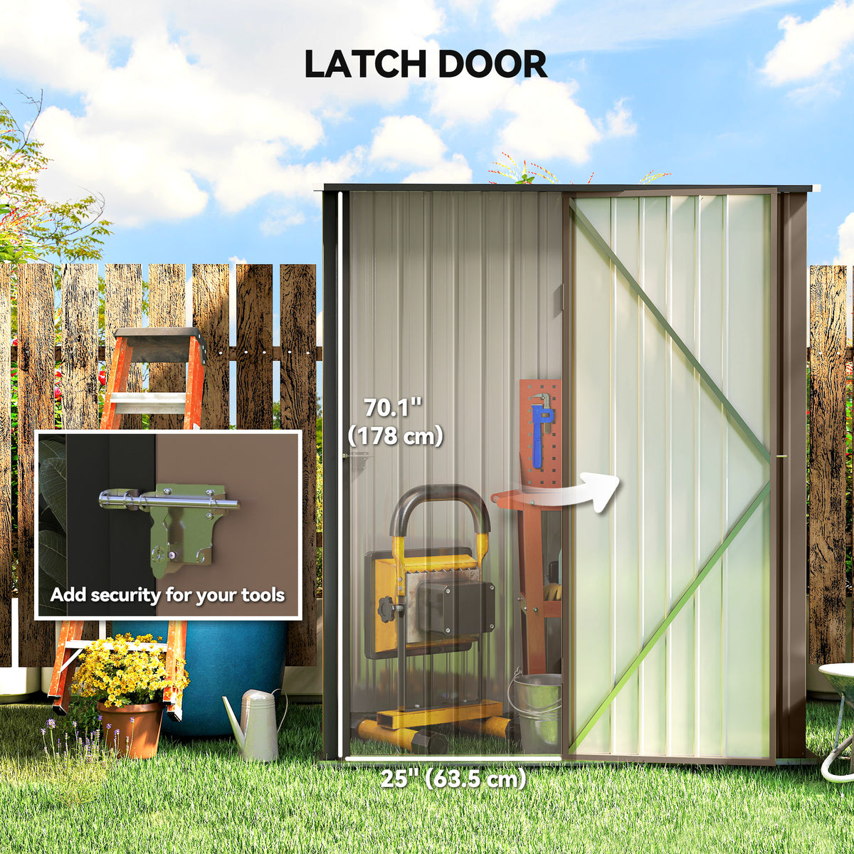 Galvanized Steel Storage Shed with Lockable Door