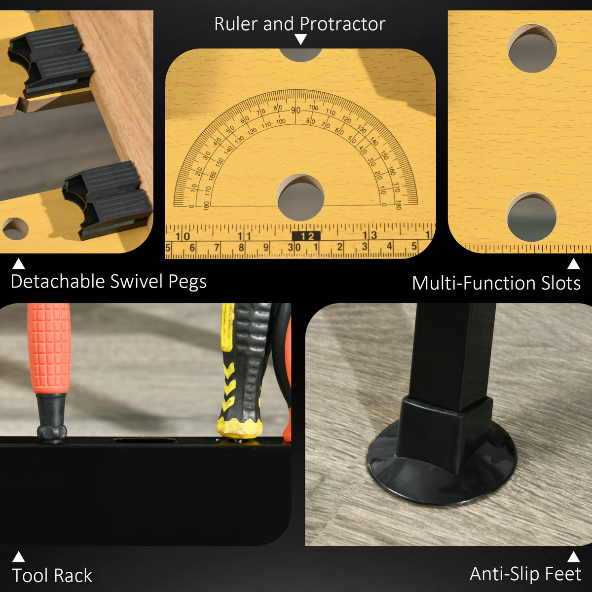 Adjustable Work Bench 6-Level Height Steel Frame