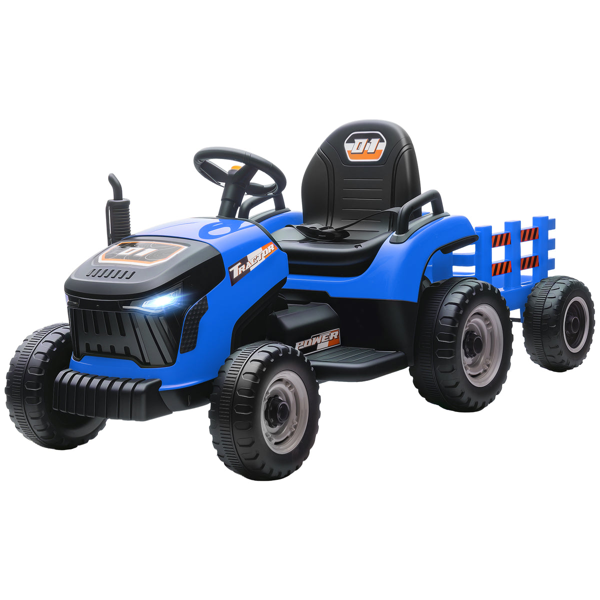 12V Kids Electric Ride-On Tractor with Trailer