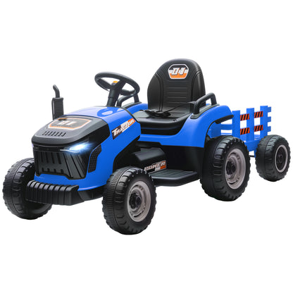12V Kids Electric Ride-On Tractor with Trailer