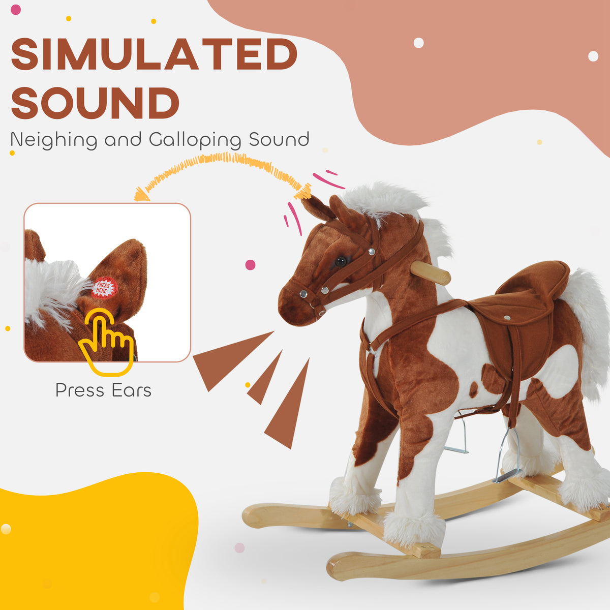 Kids Plush Rocking Horse with Realistic Sounds