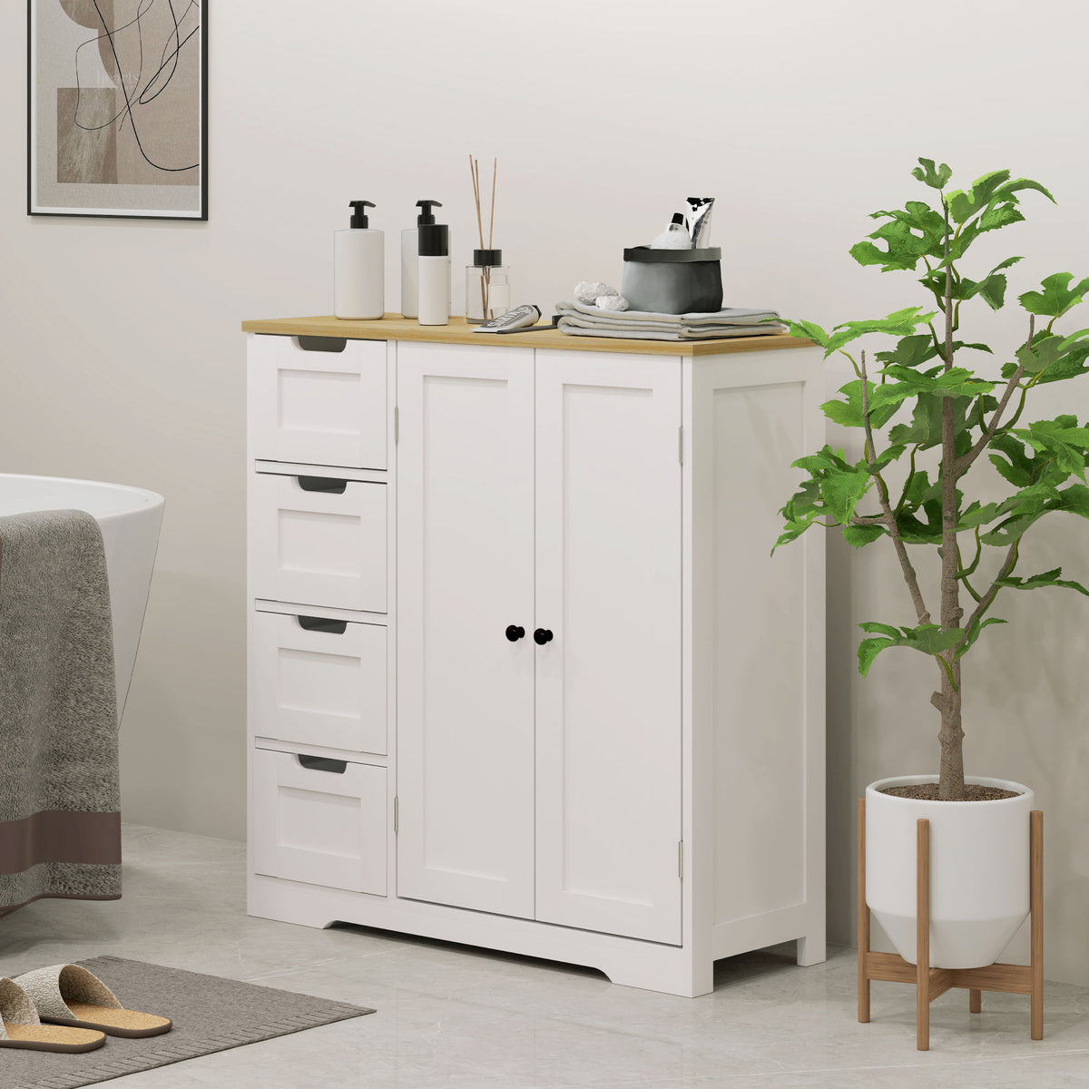 Freestanding modern bathroom floor cabinet