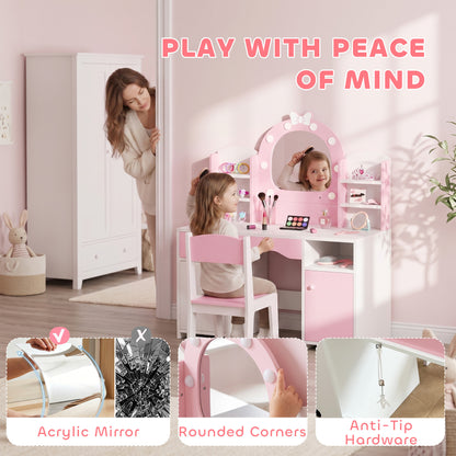 Kids Vanity Set with Lighted Mirror