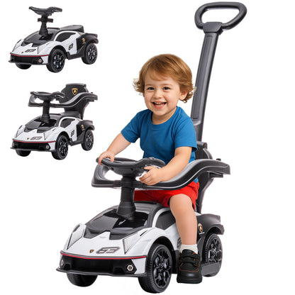 3-in-1 Toddler Push Ride-On Car with Horn and Safety Rails