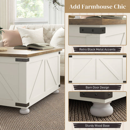 Farmhouse coffee table with hidden storage