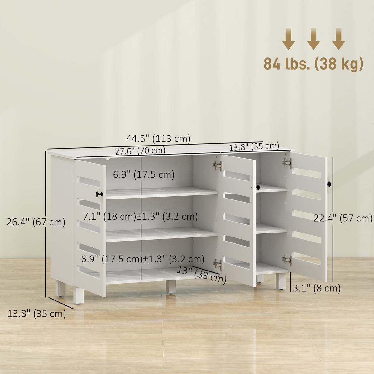 Zapatero con persianas de 3 puertas
