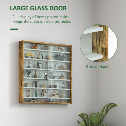 7-Tier Wall Display Cabinet with Glass Doors