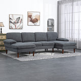 U-Shape Sectional Sofa Double Chaise 4-Seater — Fabric