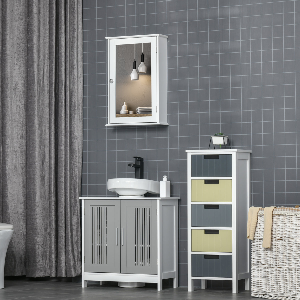 Wall-Mounted Medicine Cabinet with Mirror and Shelves