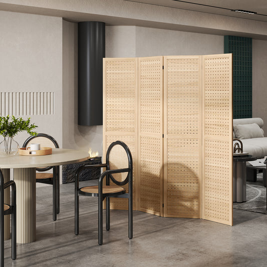 Biombo de 4 paneles de madera maciza rústica