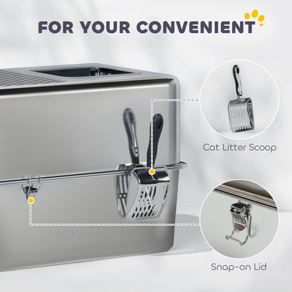 Enclosed Stainless Steel Cat Litter Box