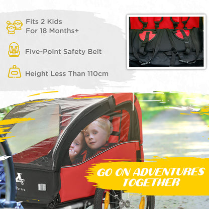 Remolque de bicicleta para dos niños con ruedas de 51 cm