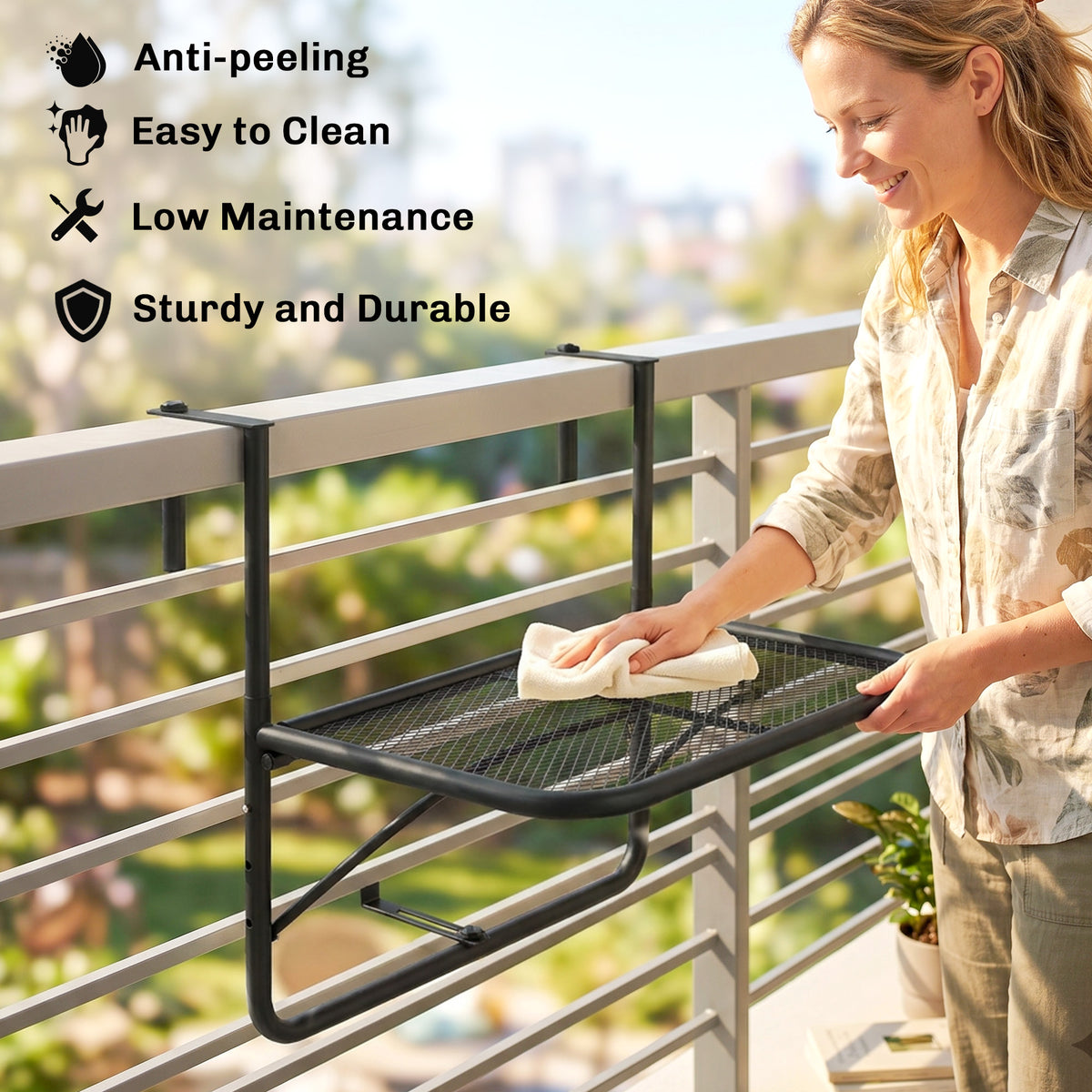 Adjustable Hanging Balcony Railing Table