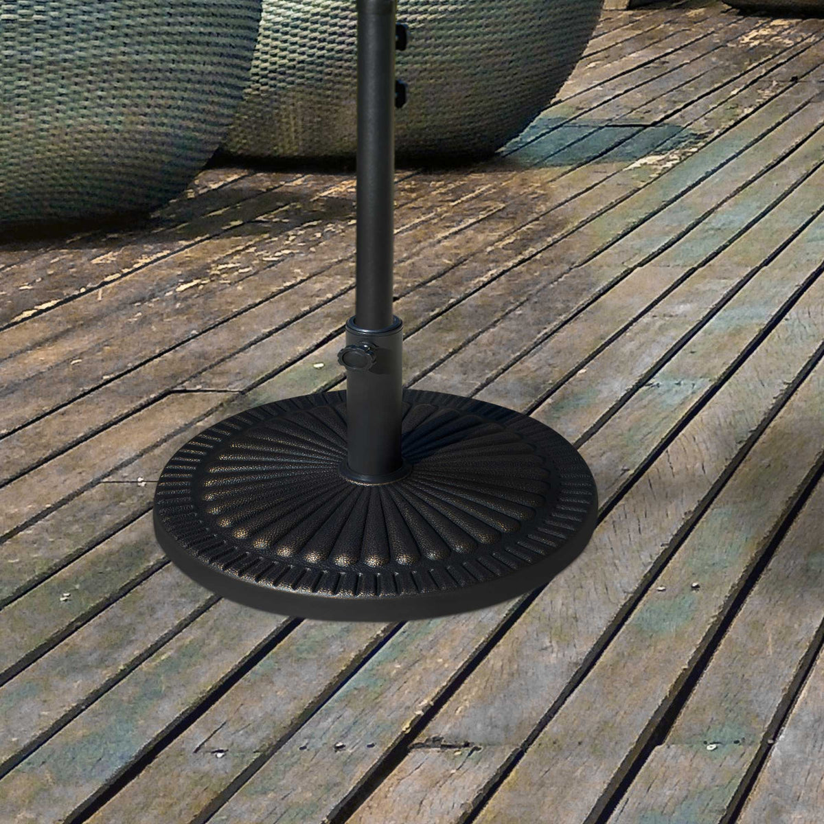 Round Resin Patio Umbrella Base Decorative Design
