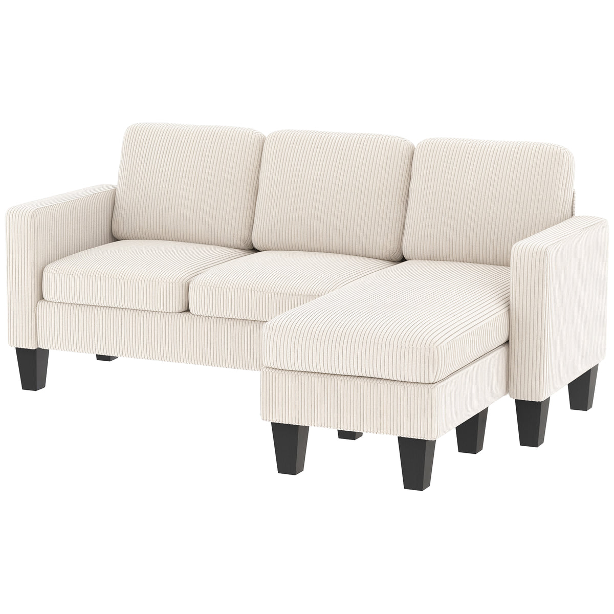 Sofá seccional en L con chaise longue o puf