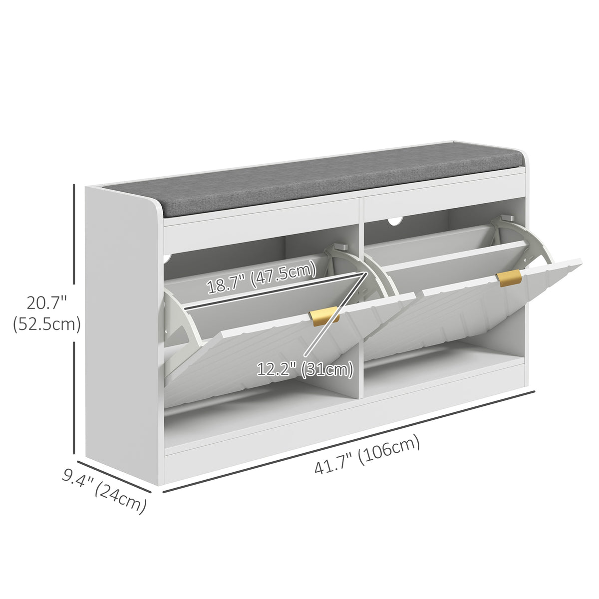Shoe storage bench with cushion