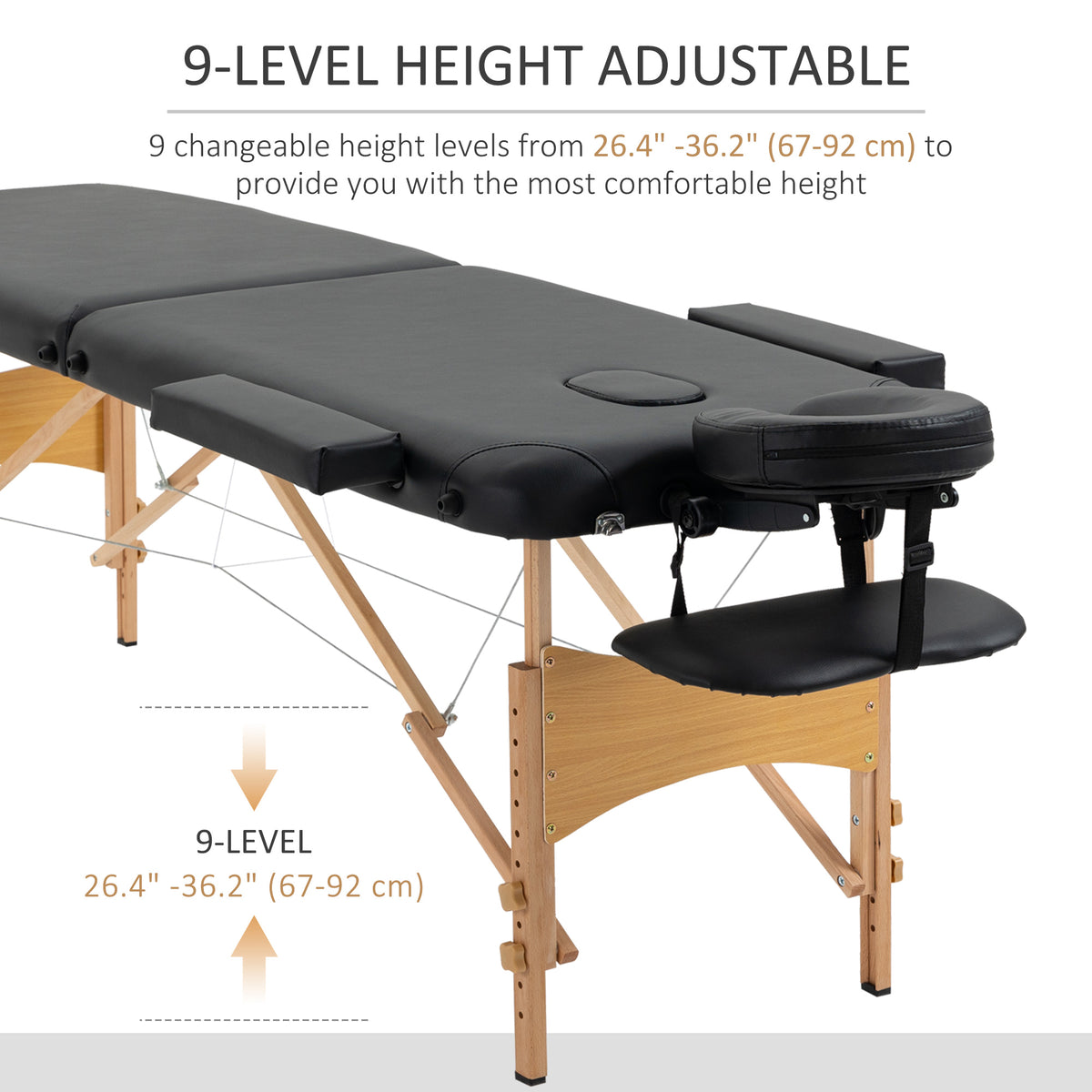 Portable folding wooden massage table