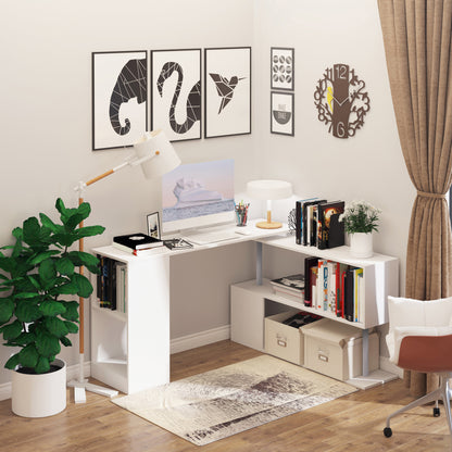 Corner Desk 360° Rotating with 3-Tier Shelves