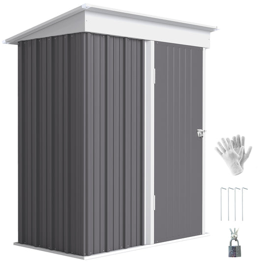 Steel Lean-to Storage Shed Adjustable Shelf 5'x3'x6'