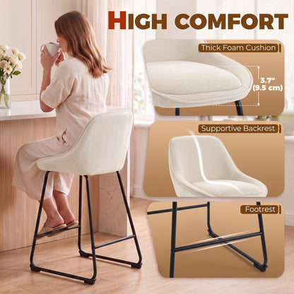 Set of 2 Chenille Bar Stools