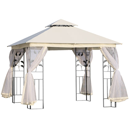 Steel Patio Gazebo Double-Tier Canopy 10x10 ft