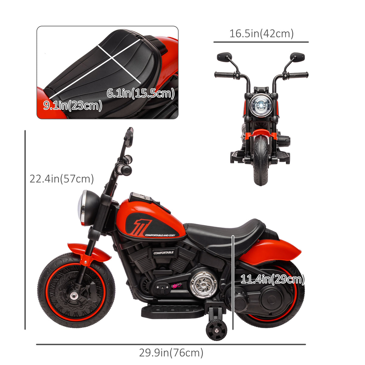 Electric Motorcycle Kids 6V with Training Wheels