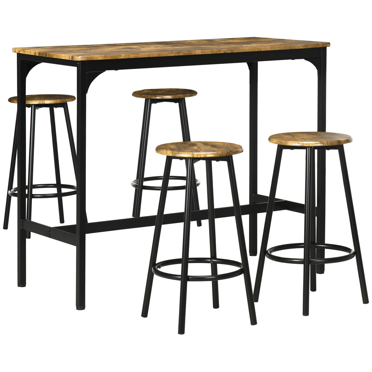 5-Piece Industrial Counter Height Bar Table Set