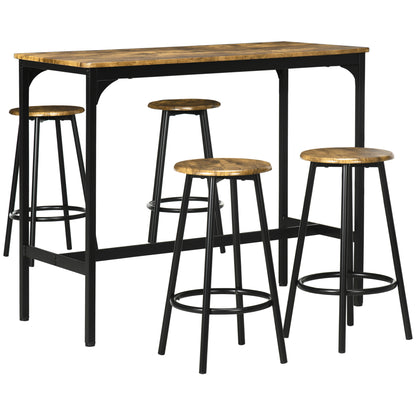 5-Piece Industrial Counter Height Bar Table Set