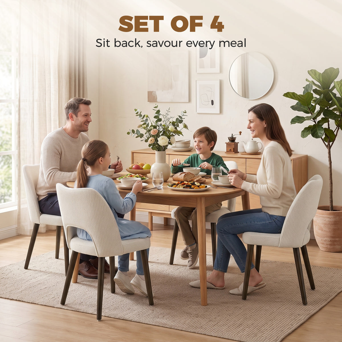 Juego de 4 sillas de comedor tapizadas